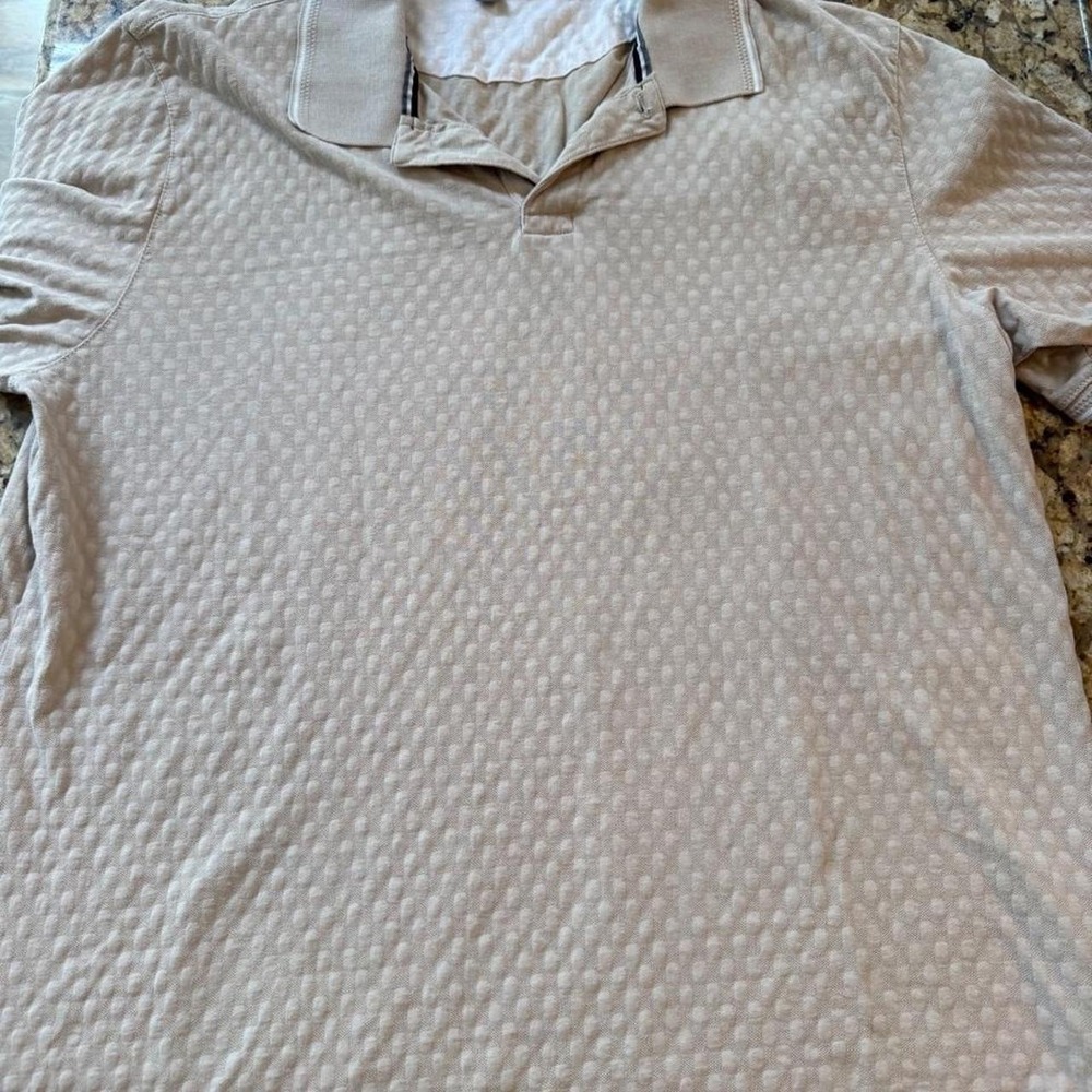 Mens XL Ted Baker men's textured polo in a light beige stone color Classic Polo